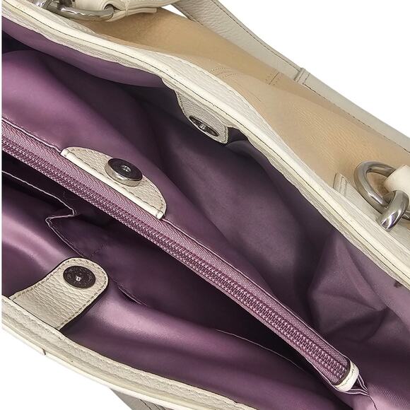 Coach Ivory White Cream Penelope Pebbled Leather Carryall Handbag Purse - Picture 4 of 8